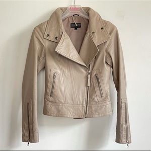 mackage motorcycle jacket in beige XS